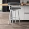 Armen Living Lorin 26" Gray Faux Leather and Brushed Stainless Steel Swivel Bar Stool LCLRBABSGR26 - alternate 5